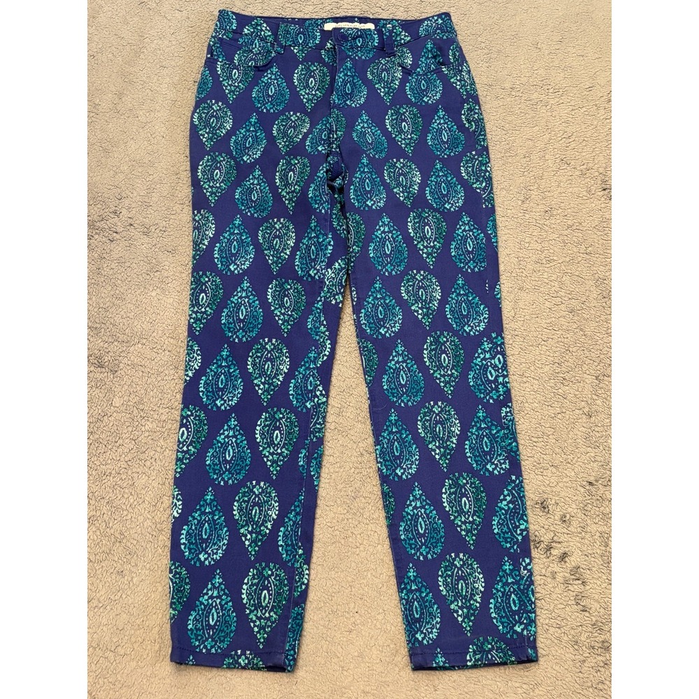 Jones New York Jeans Pants Womens 6 Blue Paisley Soho Ankle Casual Career Summer